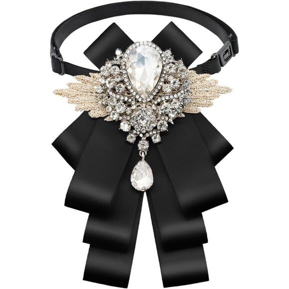 Other - Bow Ties for Men Women Adjustable Rhinestone Bow Tie, Pre-tied Satin Bowtie for